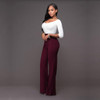 OL New Fashion 2017 Spring and Summer Womens Casual Slim High Waist Flare Wide Leg Palazzo Long Trousers Pants Bell-Bottom