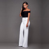 OL New Fashion 2017 Spring and Summer Womens Casual Slim High Waist Flare Wide Leg Palazzo Long Trousers Pants Bell-Bottom