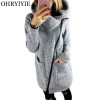 OHRYIYIE Plus Size 5XL Gray Cardigan Women 2018 Spring Autumn Zipper Sweater Women Long Sleeve Pocket Tricot Knitted Cardigan