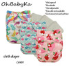 Ohbabyka Reusable Baby Cloth Diapers Waterproof Size Adjustable Baby Care Pocket Diaper 3pcs+3pcs Microfiber Inserts Washable