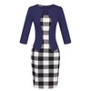 Office Dress Black Plaid Bodycon Pencil Vintage Midi Fashion Apparel Vestido De Festa Clothes Female Women Work Summer Dress