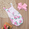 Watermelon Newborn Baby Girl Kids Bodysuit Fruit Cute Tops Headband 2pcs Clothes Baby Girls Outfits 0-24M