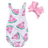 Watermelon Newborn Baby Girl Kids Bodysuit Fruit Cute Tops Headband 2pcs Clothes Baby Girls Outfits 0-24M