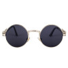 Peekaboo Wholesale vintage retro gothic steampunk mirror sunglasses gold sun glasses vintage round circle men UV gafas de sol