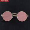 Peekaboo Wholesale vintage retro gothic steampunk mirror sunglasses gold sun glasses vintage round circle men UV gafas de sol