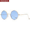 Peekaboo 2017 mens small round sunglasses women vintage retro clear blue sunglasses transparent lens metal uv400