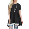 Patchwork Lace Loose Long T Shirt Women Top Tee Shirt Femme 2018 Spring Summer Casual Short Sleeve T-Shirt Female Cotton tshirt