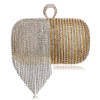 Patchwork Colorful Women Evening Bags Chain Shoulder Messenger Purse Bag Tassel Rhinestones Finger Ring Evening Clutch Bag
