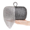 Patchwork Colorful Women Evening Bags Chain Shoulder Messenger Purse Bag Tassel Rhinestones Finger Ring Evening Clutch Bag