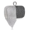 Patchwork Colorful Women Evening Bags Chain Shoulder Messenger Purse Bag Tassel Rhinestones Finger Ring Evening Clutch Bag