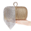 Patchwork Colorful Women Evening Bags Chain Shoulder Messenger Purse Bag Tassel Rhinestones Finger Ring Evening Clutch Bag