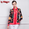 2017 Winter Spring Women Shirts Long Sleeve Female Casual Loose Blouses Floral Snake Print With Necktie Plus Size XXXL G529