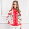 2017 Winter Spring Women Shirts Long Sleeve Female Casual Loose Blouses Floral Snake Print With Necktie Plus Size XXXL G529