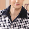 2017 Winter Spring Fall Keep Warm Thick Flannel Men Pajamas Set of Sleepcoat &amp; Trousers Coral Fleece Sleepwear Thermal Nightgown
