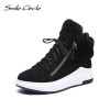 2017 Winter Shoes For Women Genuine Leather Wedge Boots Women Fur Elevator Shoes High heels warm High-top platform Snow Boots