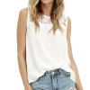 FUNOC Summer Lace Chiffon Blouse Office Women Shirts Shirt Women Sleeveless White Top Blouses Shirts Female Crochet Tops 2017