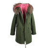 JAZZEVAR women's army green Large color raccoon fur hooded coat parkas outwear long detachable lining winter jacket brand style