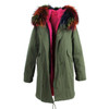 JAZZEVAR women's army green Large color raccoon fur hooded coat parkas outwear long detachable lining winter jacket brand style