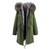 JAZZEVAR women's army green Large color raccoon fur hooded coat parkas outwear long detachable lining winter jacket brand style