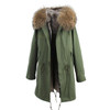 JAZZEVAR women's army green Large color raccoon fur hooded coat parkas outwear long detachable lining winter jacket brand style