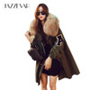 JAZZEVAR New winter jacket loose clothing hooded coat women's parkas army green large raccoon fur collar outwear TOP quality