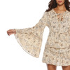 Jastie Gypsy Collective Celestial Blouse V-Neck with Tie Oversized Flare Sleeve Women Shirt Top Boho Stars Print Blouses Blusa