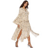 Jastie Gypsy Collective Celestial Blouse V-Neck with Tie Oversized Flare Sleeve Women Shirt Top Boho Stars Print Blouses Blusa