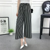 Fashion Flora Embroidery Pants Women High Waist Slim Female Wide Leg Pants Vintage Black Split Ladies Casual Pants witth Bow tie