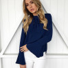Fashion Flare Long Sleeve Bow Chiffon Ruffle Blouse 2018 Spring Irregular Solid Women Tops Clothing Casual Shirts Black Blouses