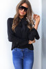 Fashion Flare Long Sleeve Bow Chiffon Ruffle Blouse 2018 Spring Irregular Solid Women Tops Clothing Casual Shirts Black Blouses