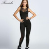 Fashion Fitness Jumpsuit Women Sexy Elasticity Mesh Patchwork Bodycon Jumpsuit Back Cut Out Sportsuit Jumpsuit Slim Overalls