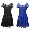 Fashion Fashion Women Floral Lace Dress Short Sleeve Summer Party Casual Mini Dress