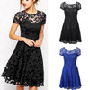 Fashion Fashion Women Floral Lace Dress Short Sleeve Summer Party Casual Mini Dress