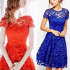 Fashion Fashion Women Floral Lace Dress Short Sleeve Summer Party Casual Mini Dress