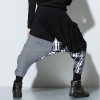 Fashion Elastic Waist Drop Crotch Harem Pants Men Plaid Pencil Pants Hip Hop Loose Casual Spliced Trousers For Male Street Wear