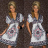 Fashion Clothing Women Dress V Neck Bohemian Flower European Style Print Sexy Vintage Vestidos de Festa Summer Beach Dress