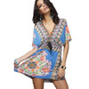 Fashion Clothing Women Dress V Neck Bohemian Flower European Style Print Sexy Vintage Vestidos de Festa Summer Beach Dress