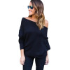 Batwing Sleeve Knitted Sweater Women Autumn Winter Pullover Sexy Off Shoulder Solid Sweaters Oversized Loose Female Tops
