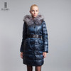 BASIC-EDITIONS 2016 Winter Women Slim With Fox Fur Hood Belt Down Parka Female Women Coat 14w-019 Free Shipping