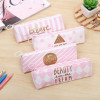 Pink Girls Women Makeup Brush Bag Canvas Pouch Pencil Case Cosmetic Organizer Storage Bag