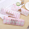 Pink Girls Women Makeup Brush Bag Canvas Pouch Pencil Case Cosmetic Organizer Storage Bag