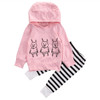 Pink Baby Girls Kids Clothes Set Sweatshirt Tops Cute Long Sleeve Striped Pants 2pcs Cotton Clothing Outfits Baby Girl