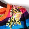 European street style 2017 autumn winter new sweater women high quality flower embroidery animal colorful stripe knitwear tops