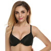 Ekouaer Fashion Women Bra Front Closure Sexy Lace Racer Black Smooth Surface Push Up Underwear Lingerie Sujetador Bra for Women