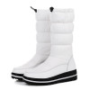 EGONERY snow boots women platform 4 cm heel shoes 2017 winter new come round toe genuine leather upper shoes woman mid calf boot