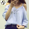 Off Shoulder Blouse Shirt Women Summer New Fashion Korean Style 2017 Sweet Slash Neck Tops Stripe Sexy Shirts Ladies Clothing Off Shoulder Blouse Shirt Women Summer New Fashion Korean Style 2017 Sweet Slash Neck Tops Stripe Sexy Shirts Ladies Clothing