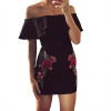Off Shoulder Appliques Bodycon Sexy Ruffle Dress 2018 Women Summer Dress Stylish Sexy Slim Beach Sundress Dresses Vestidos