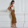 Ocstrade Free Shipping New Arrival Long Skirt for Women Summer 2017 Spring Fashion Brown Suede Midi Skirt High Waist