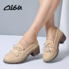 O16U Women Flats Shoes Tassel Knot Patent Leather Loafers Med Heel Shoes Boat Women Moccasin Mules Shoes for women Autumn 2018