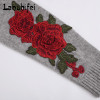O-neck Knitted Long Sweater Women Embroidered Flowers Pullover Female Casual Loose Gray Sweaters 2017 New for Autumn and Winter O-neck Knitted Long Sweater Women Embroidered Flowers Pullover Female Casual Loose Gray Sweaters 2017 New for Autumn and Winter